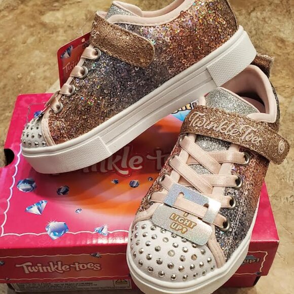 Twinkle Toes-Light Up Twinkle Sparks- Sequin Flash-Girls Size 11 - Picture 3 of 9